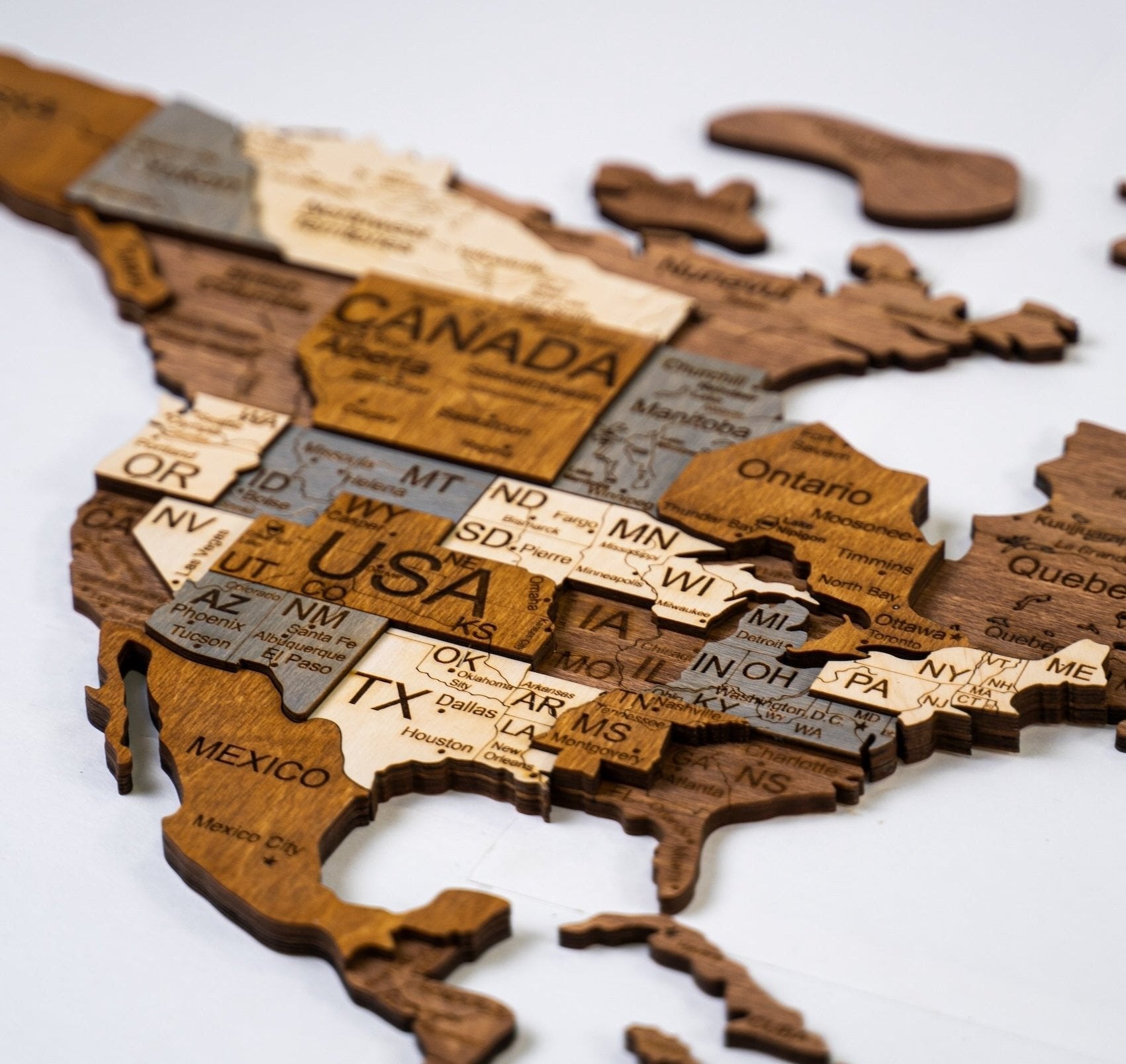 Wooden world maps for interior