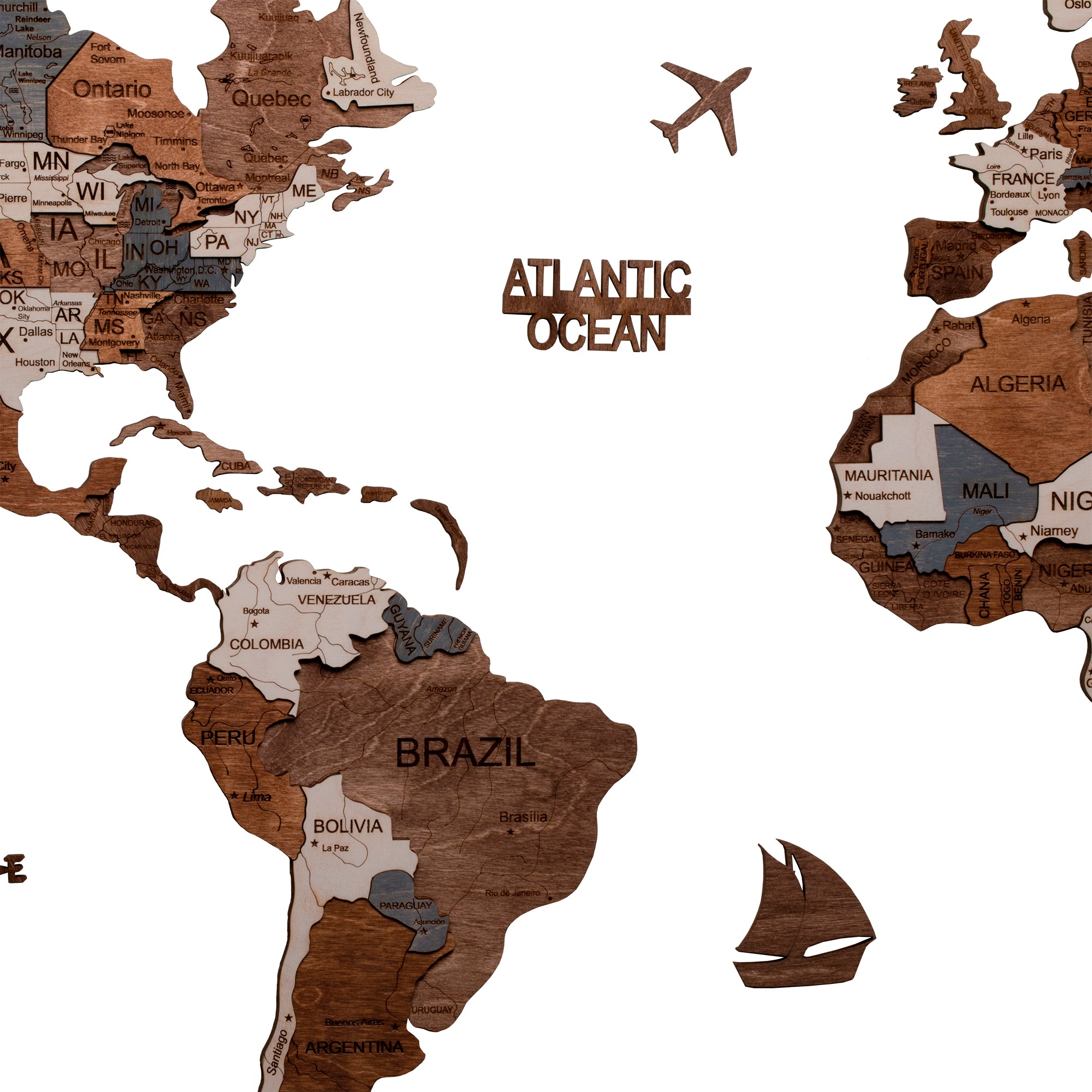 Wooden World Map 200x100 cm brown (5) full