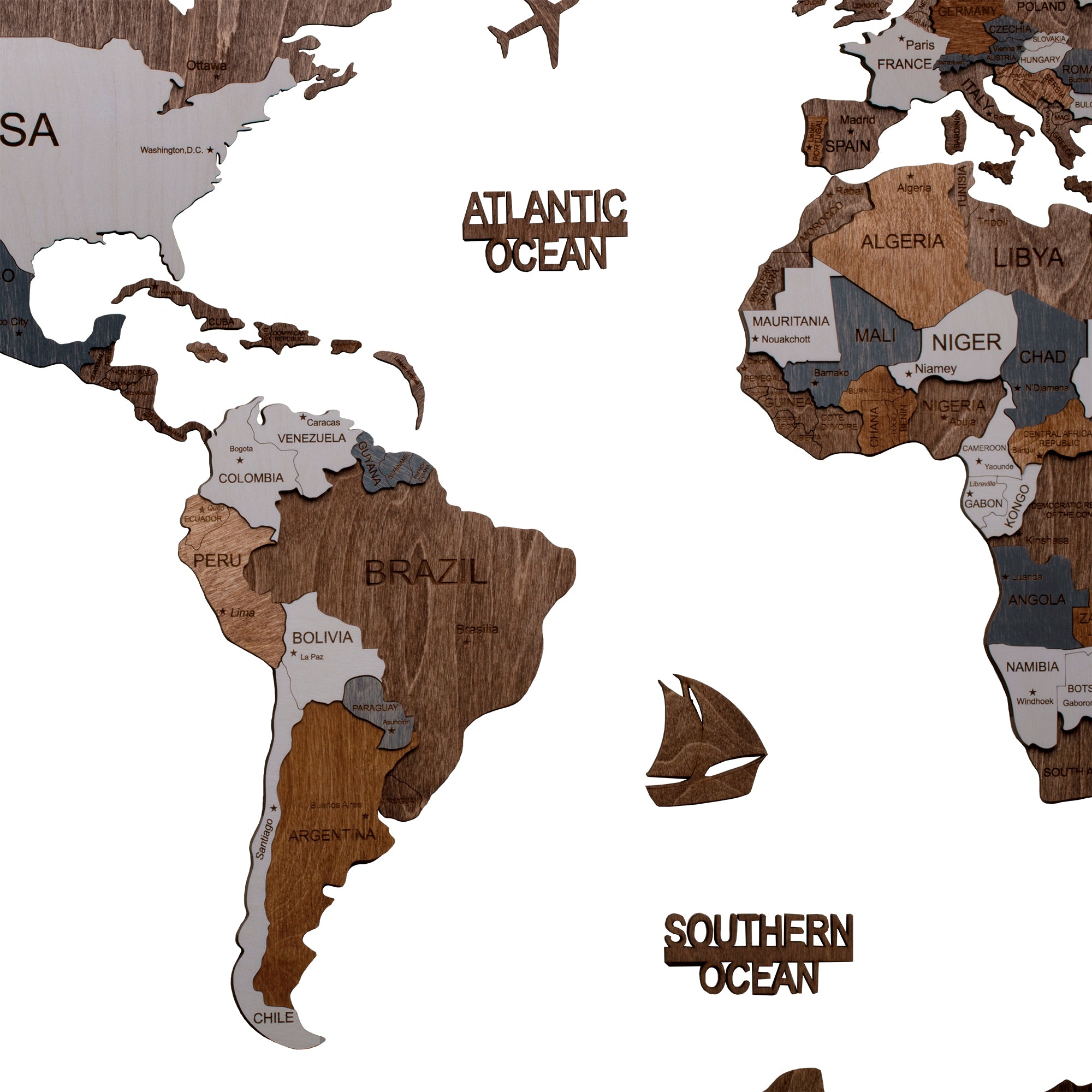 Wooden World Map 200x100 cm brown (5) standard