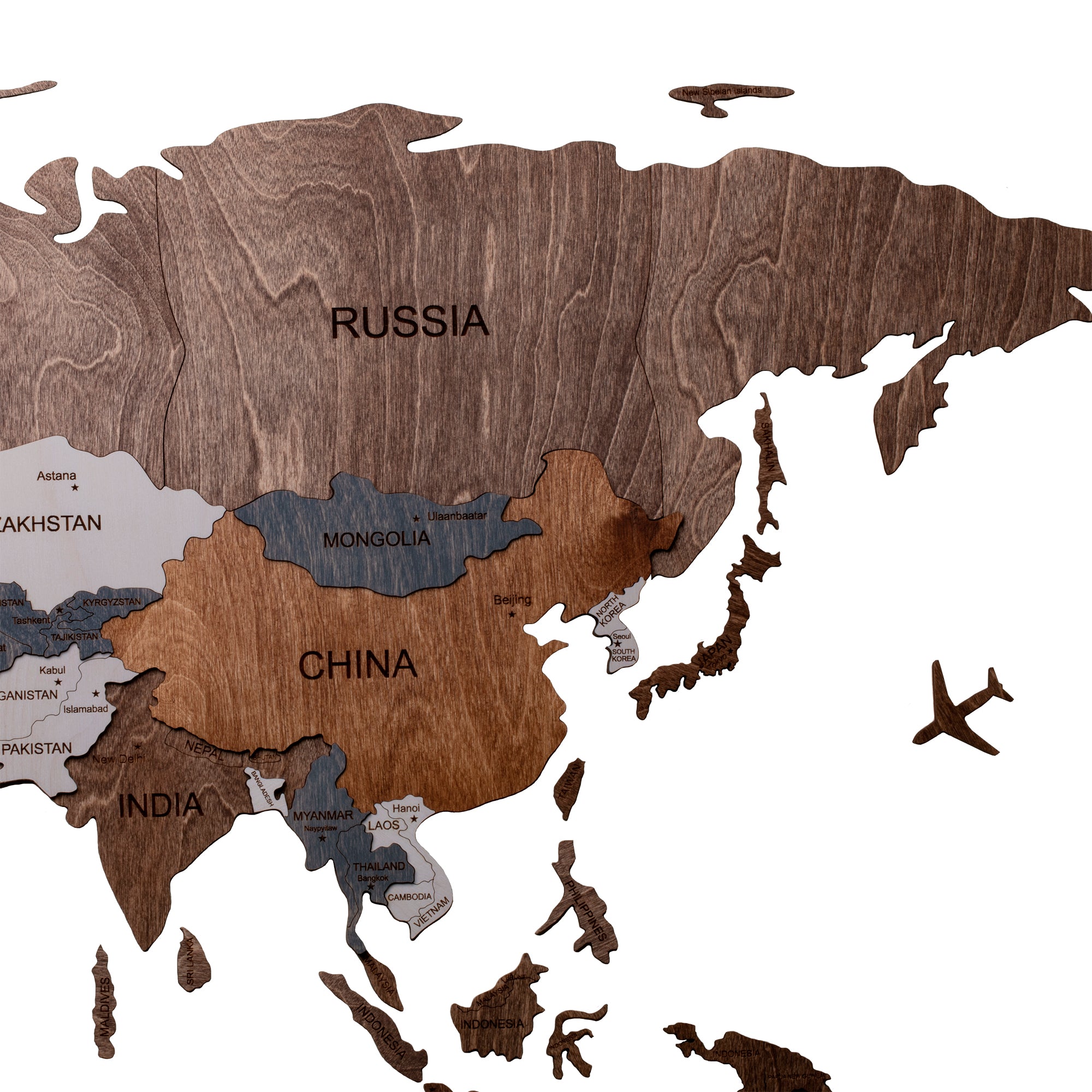 Wooden World Map 200x100 cm brown (5) standard