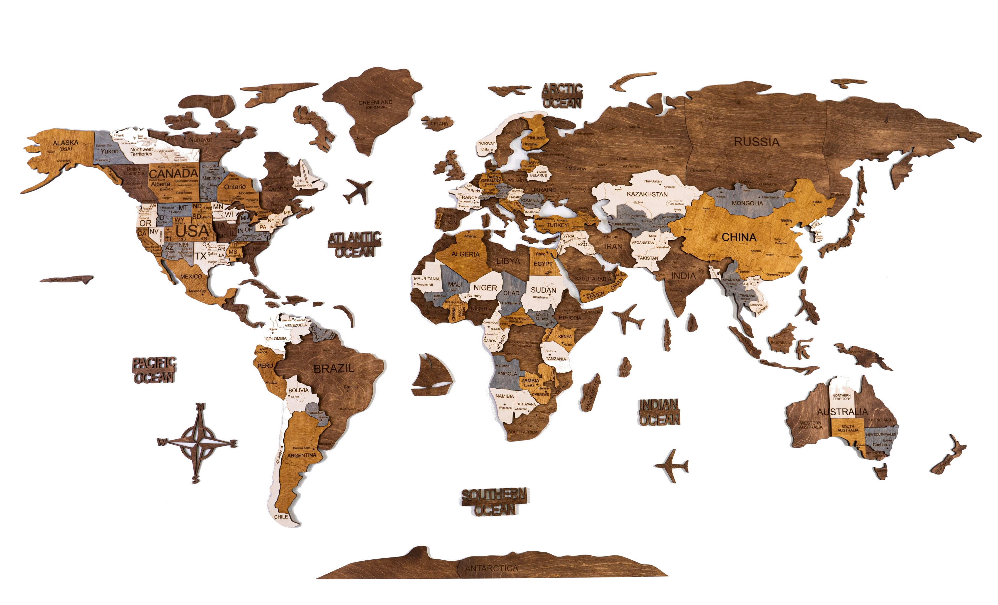 Wooden World Map 100x50 cm brown (5) full