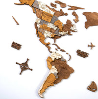 Wooden World Map 150x75 cm brown full