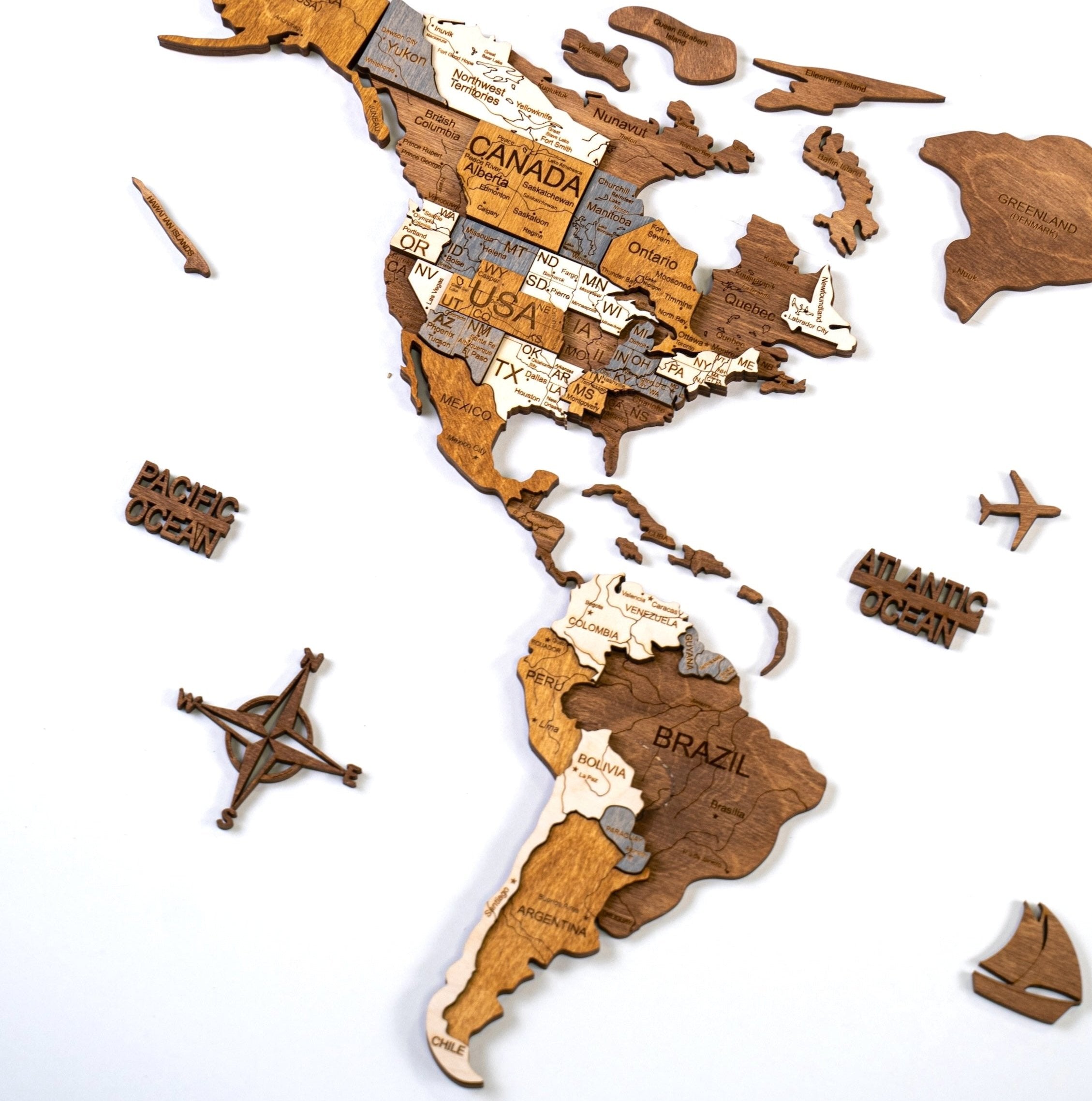 Wooden World Map 150x75 cm brown full