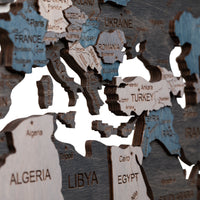 Wooden World Map 200x100 cm dark gray (3) full