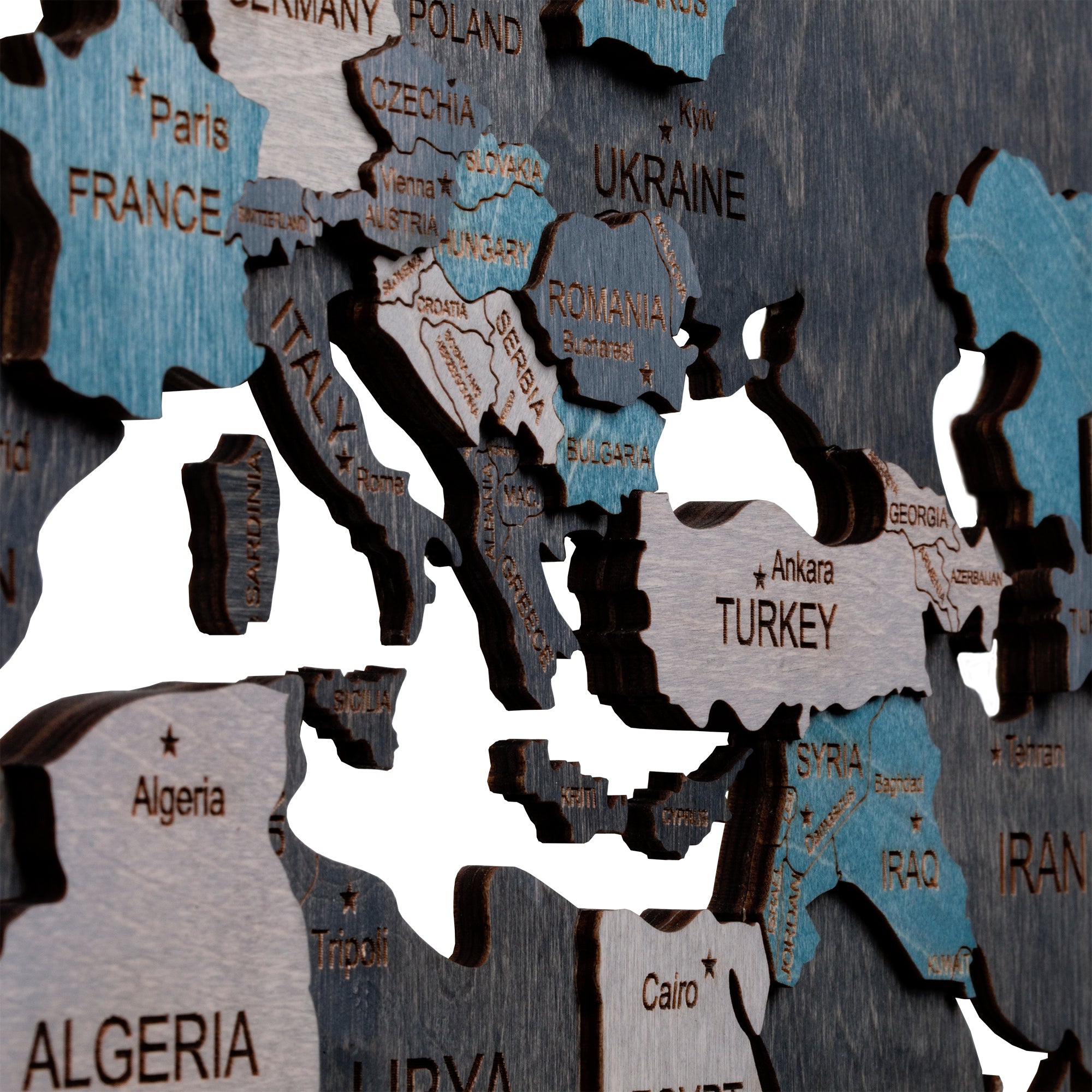 Wooden World Map 200x100 cm dark gray (3) standard