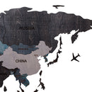 Wooden World Map 200x100 cm dark gray (3) standard