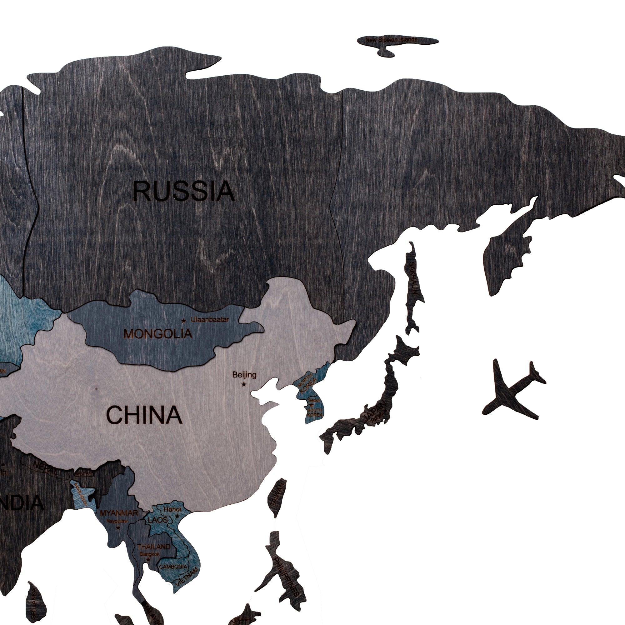 Wooden World Map 150x75 cm dark gray (3) standard