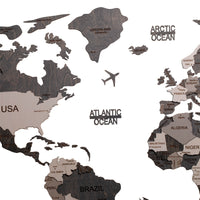 Wooden World Map 150x75 cm light gray (6) standard