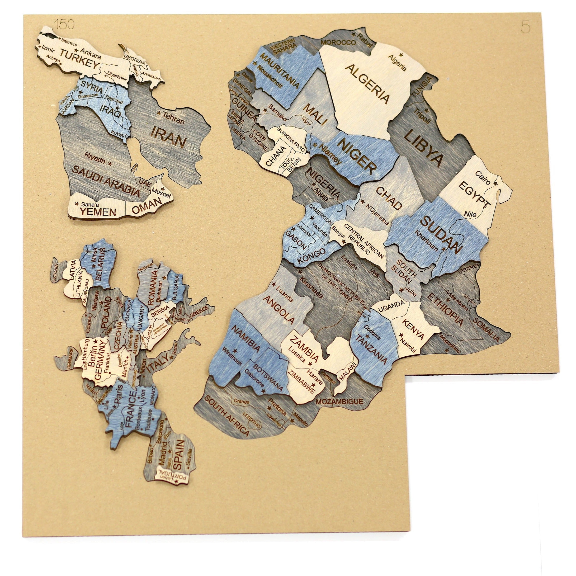 Wooden World Map 150x75 cm dark gray (3) full