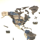 Wooden World Map 200x100 cm dark gray (3) full